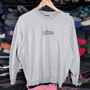 Nike Mens Crewneck Sweatshirt Gray Embroidered Logo Size Medium